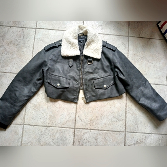 Crop similicuir jacket - Picture 1 of 5